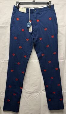 Castaway Nantucket Island Hearts Embroidered Pants Men 32xUF Harbor ValentineNew
